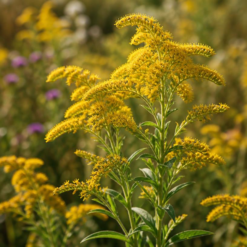 Downy Goldenrod blooming in the restored Moonbeams Preserve meadow