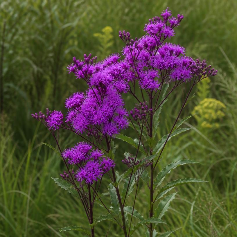 New York Ironweed with vibrant purple flower clusters