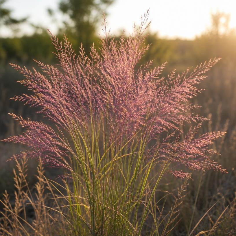 Purple Love Grass with airy pink-purple seed heads